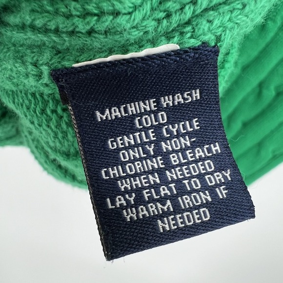 Vintage Chaps Cable Knit Sweater Size 1X Kelly Green Fisherman Preppy V-Neck - Picture 5 of 8